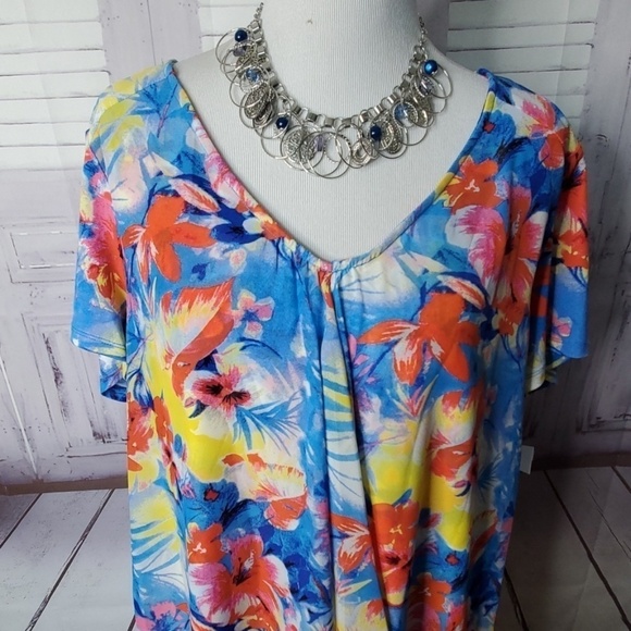 NY Collection size 2x multicolor top vacation - Picture 4 of 10